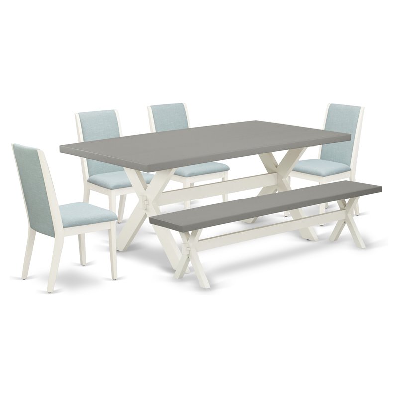 East West Furniture X-Style 6-piece Wood Dining Set in White