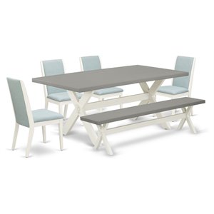 East West Furniture X-Style 6-piece Wood Dining Set in White