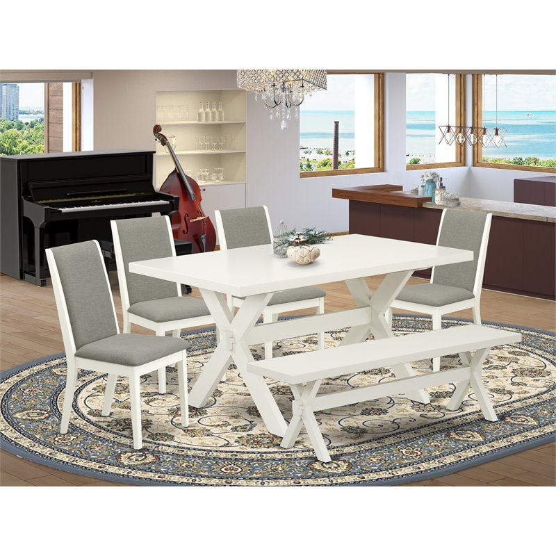 East West Furniture X-Style 6-piece Wood Dining Set in Black/Shitake