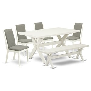 East West Furniture X-Style 6-piece Wood Dining Set in Black/Shitake
