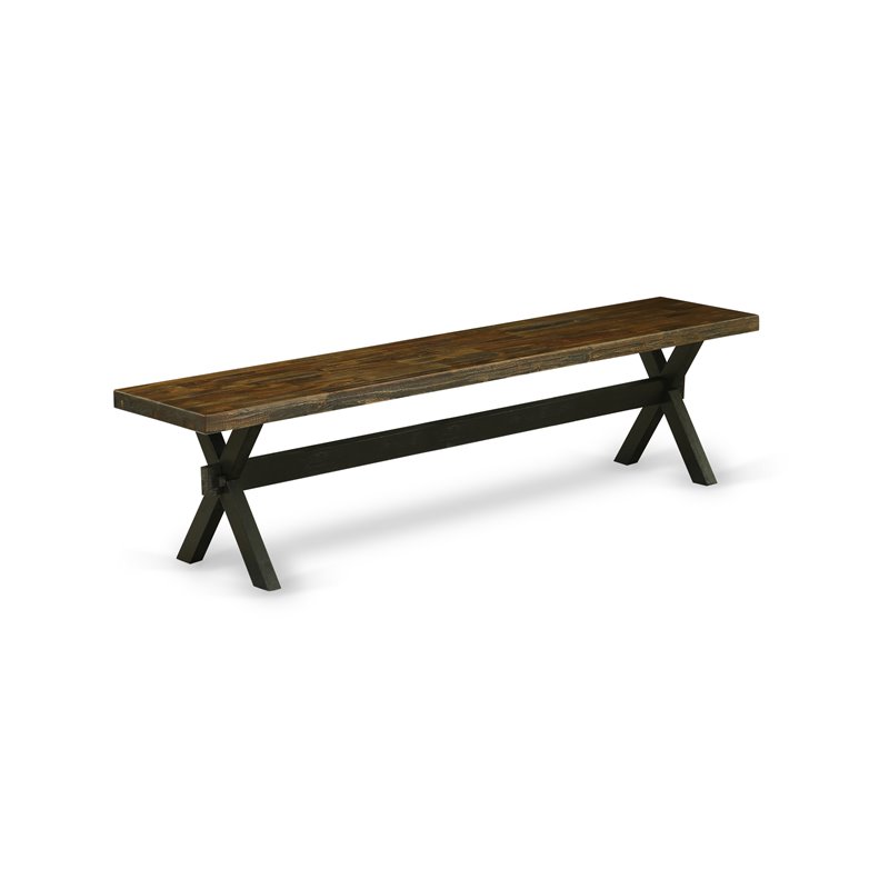 East West Furniture X-Style 6-piece Wood Dining Set with Cushion Seat in Black