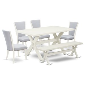 East West Furniture X-Style 6-piece Wood Dining Set with High Back in White
