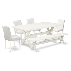 East West Furniture X-Style 6-piece Wood Dining Set in Black/White