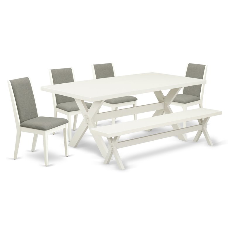 East West Furniture X-Style 6-piece Wood Dining Table Set in Black/Shitake