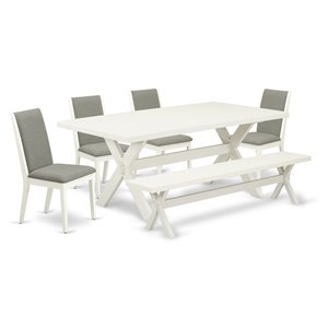 East West Furniture X-Style 6-piece Wood Dining Table Set in Black/Shitake