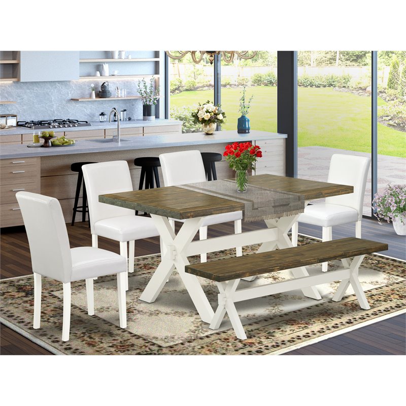 East West Furniture X-Style 6-piece Wood Dining Set in Black/Jacobean
