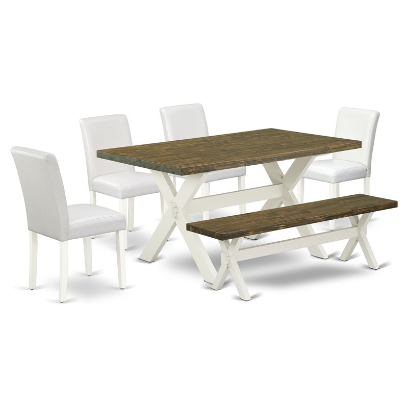 East West Furniture X-Style 6-piece Wood Dining Set in Black/Jacobean