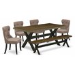 East West Furniture X-Style 6-piece Wood Dining Set in Black/Coffee/Jacobean