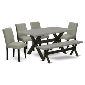East West Furniture X-Style 6-piece Wood Dining Room Table Set in White
