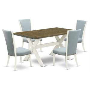 East West Furniture X-Style 5-piece Wood Dining Set with High Back in White
