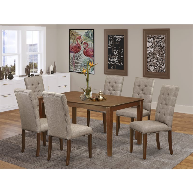 East West Furniture Capri 7-piece Wood Kitchen Set in Mahogany