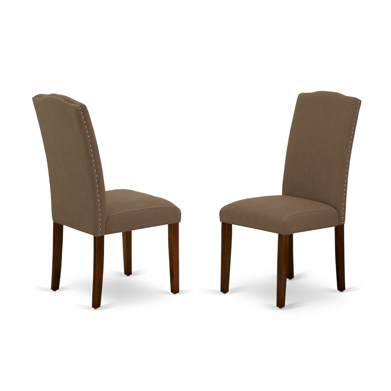East West Furniture Dudley 7-piece Wood Dining Set in Mahogany/Dark Coffee