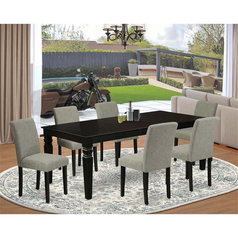 East West Furniture Logan 7-piece Wood Kitchen Set in Black/Shitake
