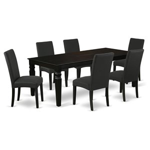 East West Furniture Logan 7-piece Traditional Wood Kitchen Set in Black