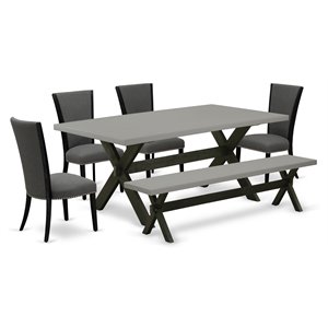 East West Furniture X-Style 6-piece Wood Dining Set in Black