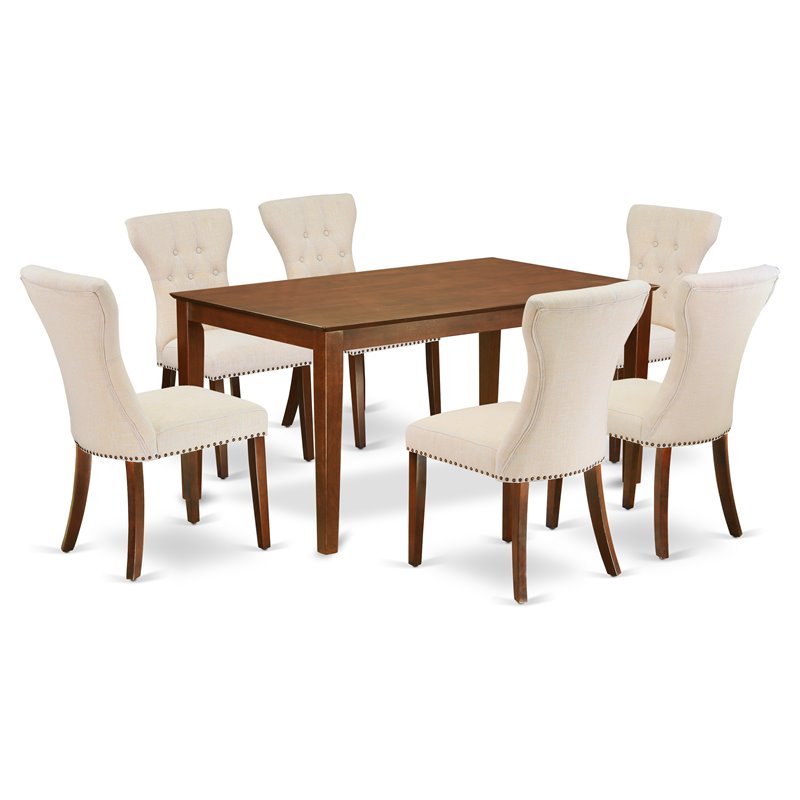 East West Furniture Capri 7-piece Wood Dining Set in Mahogany