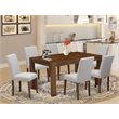 East West Furniture Celina 7-piece Wood Dining Set in Natural/Doeskin