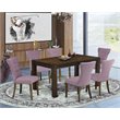 East West Furniture Celina 7-piece Wood Dining Set in Jacobean Brown/Dahlia