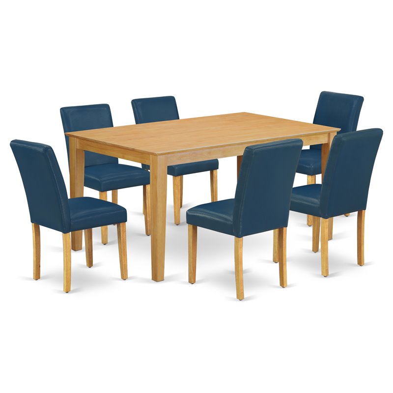 East West Furniture Capri 7-piece Wood Dining Set in Oak/Oasis