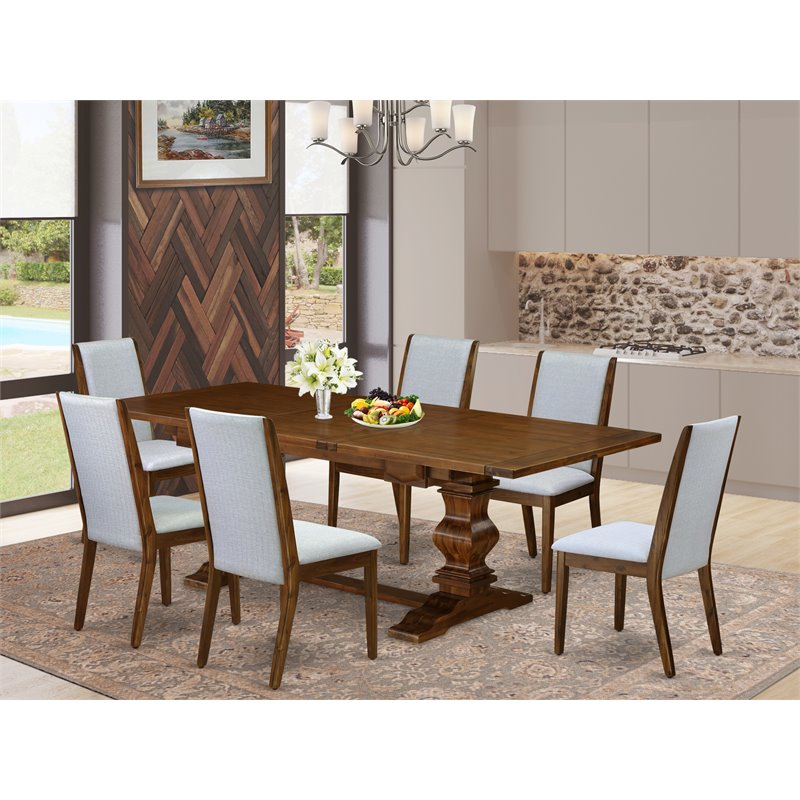 East West Furniture Lassale 7-piece Wood Dining Room Table Set in Walnut