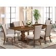 East West Furniture Lassale 7-piece Wood Dining Set with Fabric Seat in Walnut