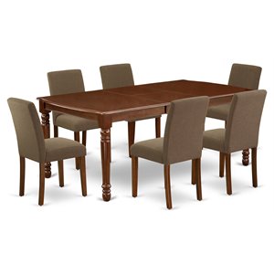 East West Furniture Dover 7-piece Wood Dining Set in Mahogany/Coffee
