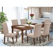 East West Furniture Dover 7-piece Wood Dining Set in Mahogany/Light Fawn