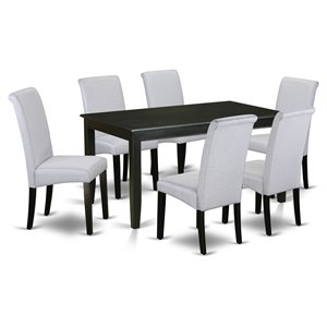 East West Furniture Dudley 7-piece Wood Dining Set in Black/Grayish Blue