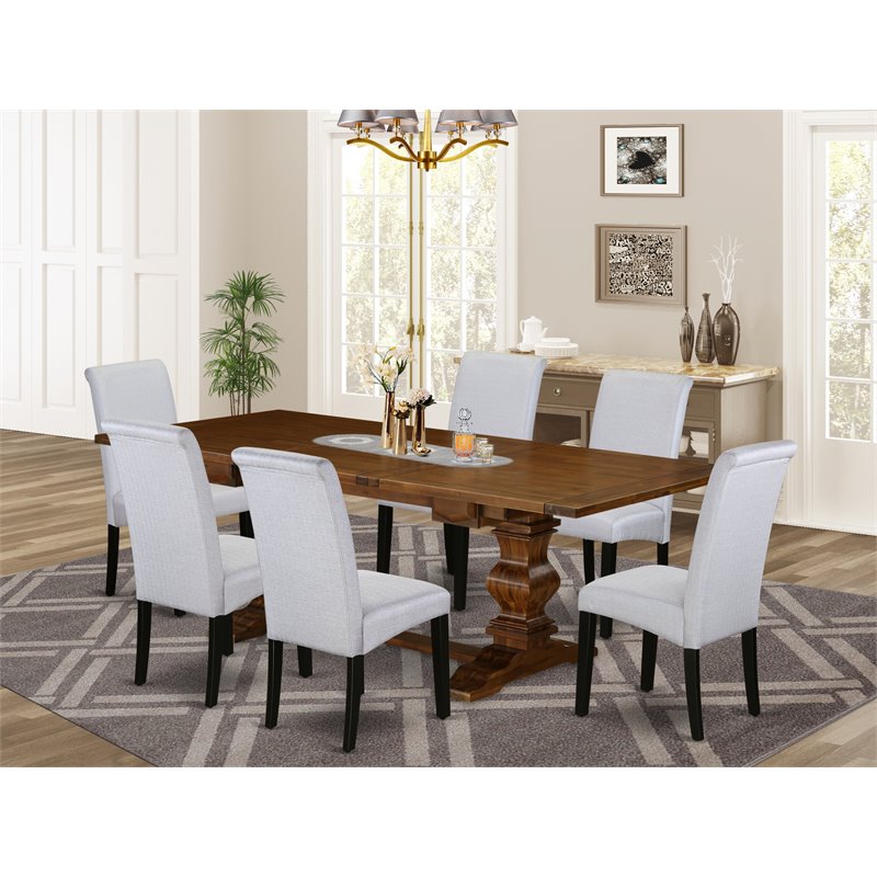 East West Furniture Lassale 7-piece Wood Dining Set in Walnut/Black