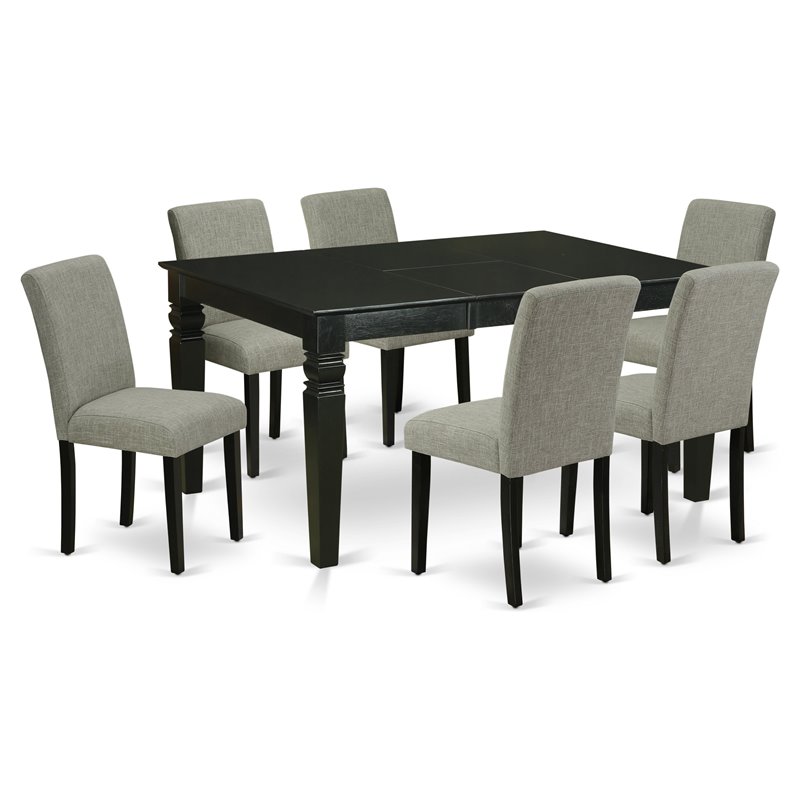 East West Furniture Weston 7-piece Wood Dining Set in Black/Shitake