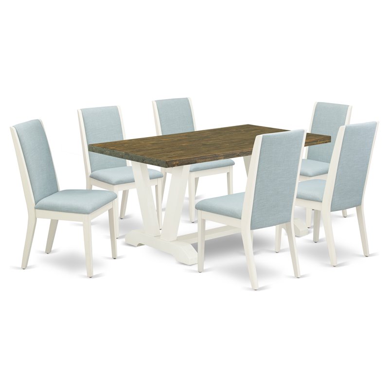 East West Furniture V-Style 7-piece Wood Dinette Set in Jacobean Brown
