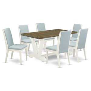East West Furniture V-Style 7-piece Wood Dinette Set in Jacobean Brown