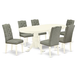 East West Furniture Vancouver 7-piece Wood Kitchen Set in Linen White