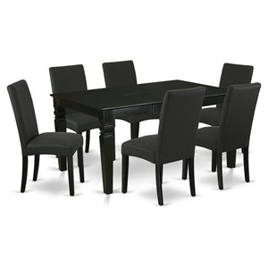 East West Furniture Weston 7-piece Traditional Wood Dining Set in Black