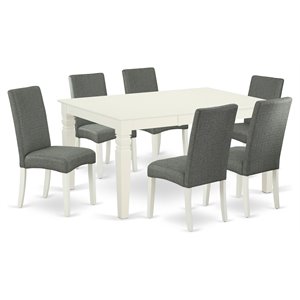 East West Furniture Weston 7-piece Wood Dining Set in Linen White/Gray