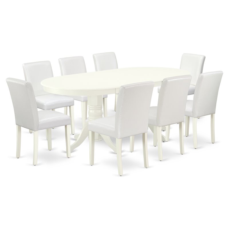 East West Furniture Vancouver 9-piece Wood Kitchen Set in Linen White