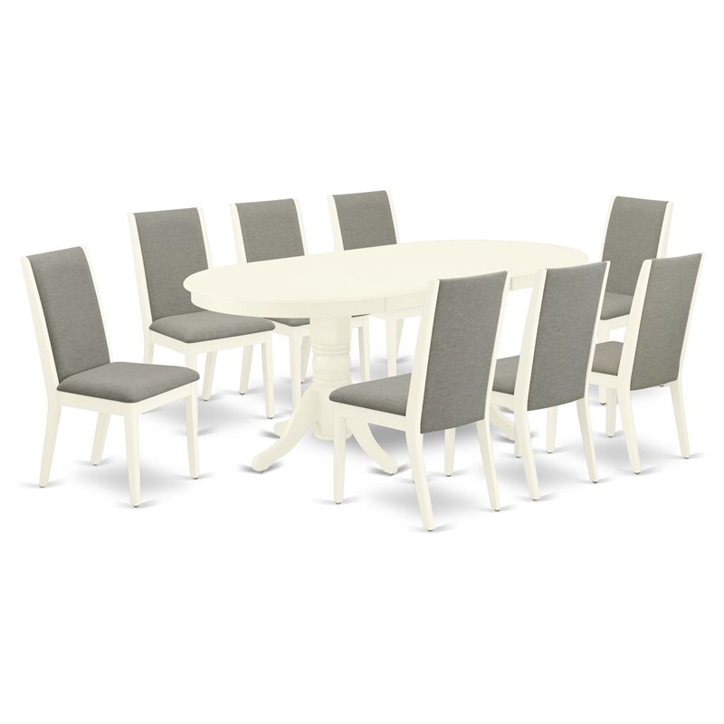 East West Furniture Vancouver 9-piece Wood Dining Room Set in Linen White