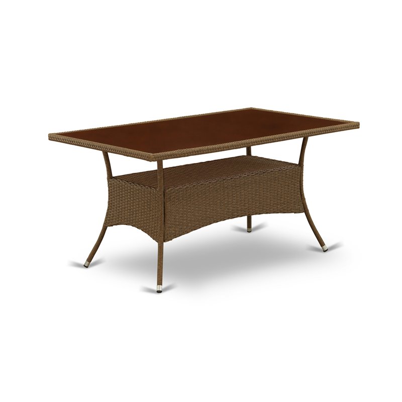 East West Furniture Oslo 7-piece Modern Metal Patio Set in Brown