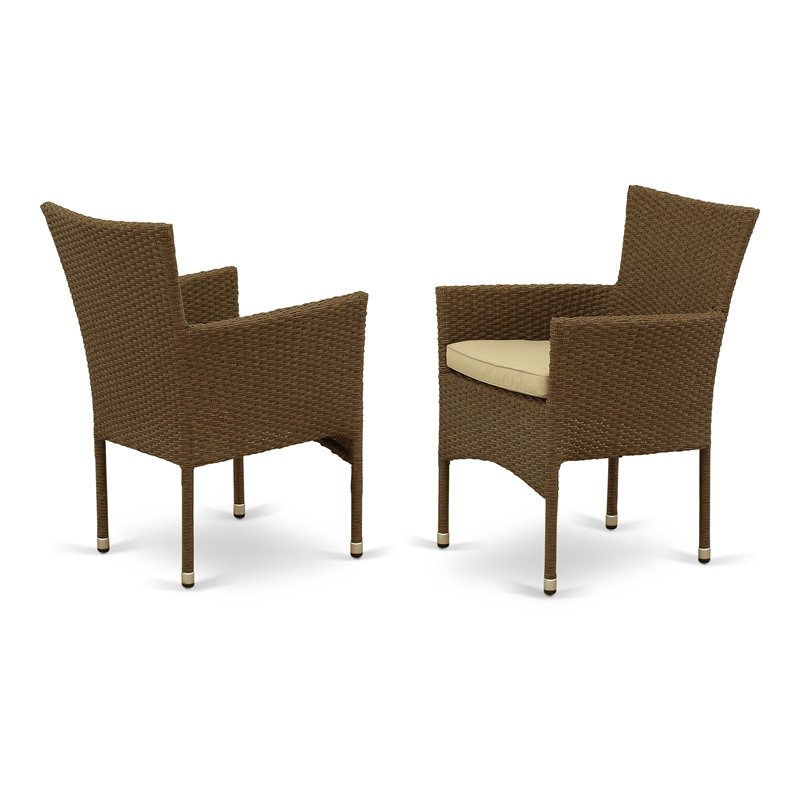 East West Furniture Oslo 7-piece Modern Metal Patio Set in Brown