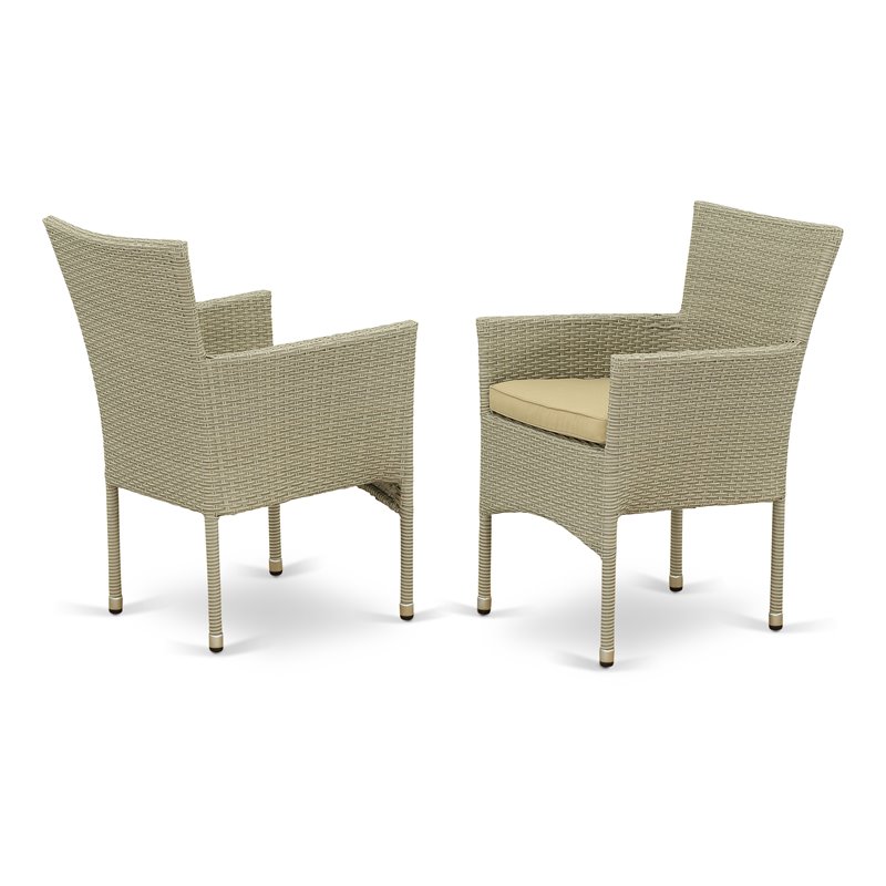 East West Furniture Oslo 7-piece Modern Metal Patio Set in Natural