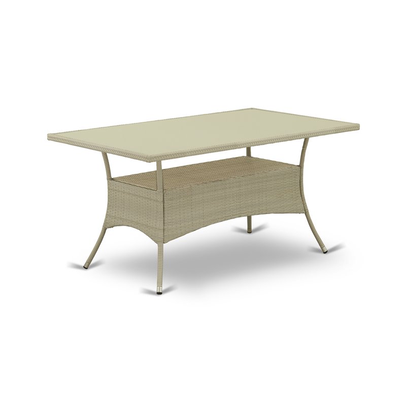 East West Furniture Oslo 7-piece Modern Metal Patio Dining Set in Natural