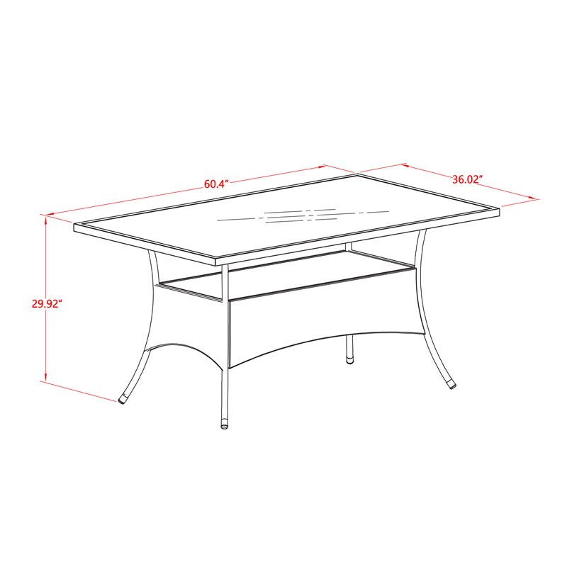 East West Furniture Oslo 7-piece Modern Metal Patio Dining Set in Natural