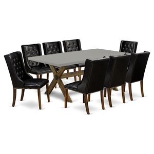 East West Furniture X-Style 9-piece Wood Dining Set in Jacobean Brown