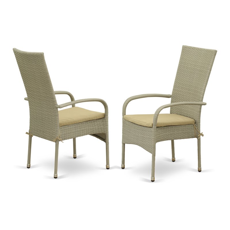 East West Furniture Gudhjem 7-piece Metal Patio Set with Armchairs in Natural
