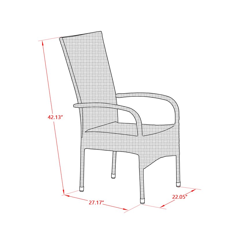 East West Furniture Gudhjem 7-piece Metal Patio Set with Armchairs in Natural