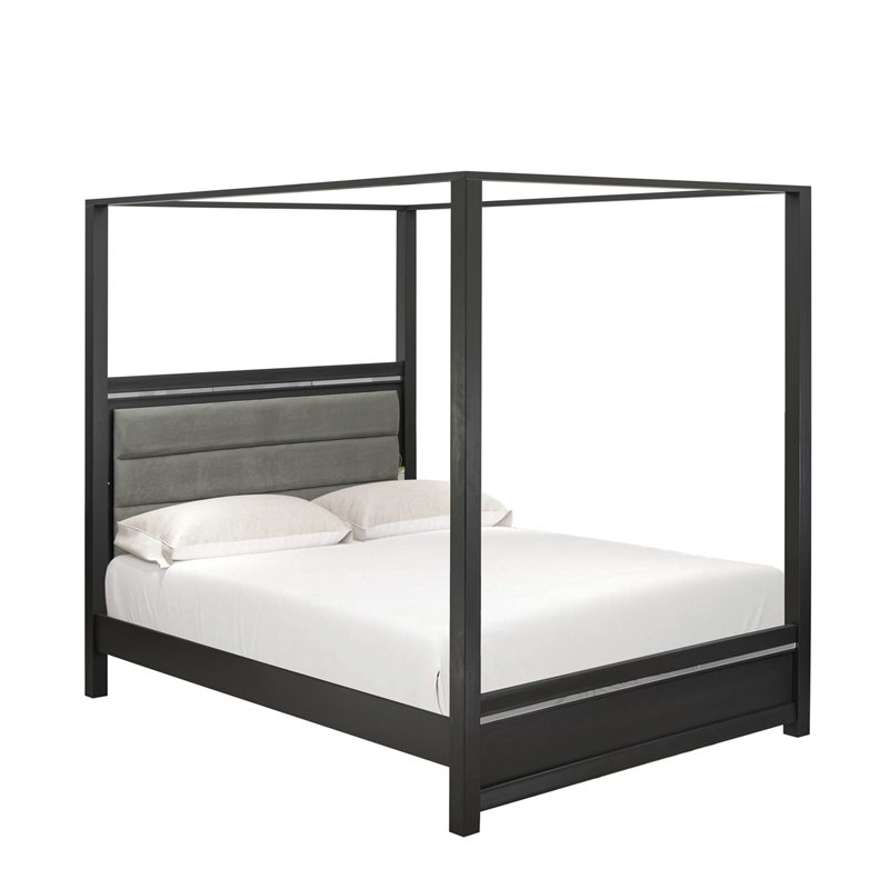 East West Furniture Denali 2-piece Wood Queen Bedroom Set in Brush Gray