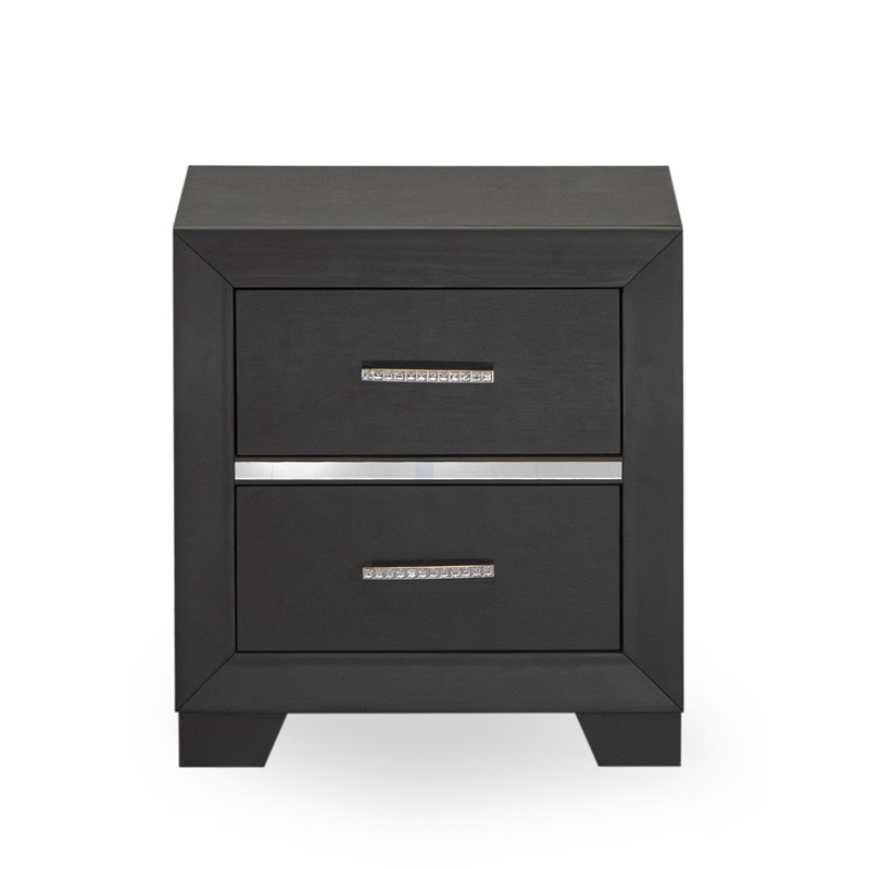 East West Furniture Denali 2-piece Wood Queen Bedroom Set in Brush Gray