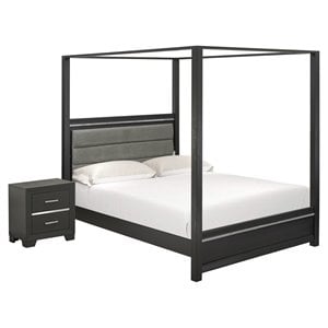 East West Furniture Denali 2-piece Wood Queen Bedroom Set in Brush Gray