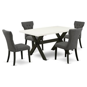 East West Furniture X-Style 5-piece Wood Dining Table Set in Black Finish
