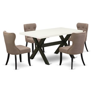East West Furniture X-Style 5-piece Wood Dining Room Table Set in Black
